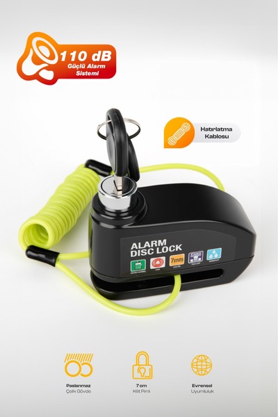 Kensa Alarmlı Motosiklet Disk Kilidi – Suya Dayanıklı 110 dB Güçlü Alarm | Çe...