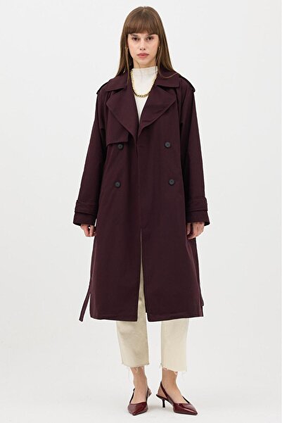 RESSHO Kadın Kemerli Uzun Trençkot – Su Geçirmez, Astarlı, Oversize Model