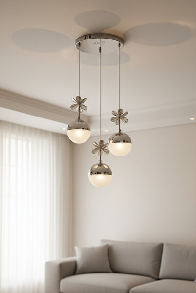 lüx aydınlatma Modern Krom Cam Avize – Parlak ve Zarif Aydınlatma Deneyimi Ya...