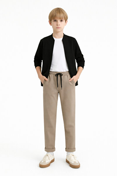 AHENGİM Boy's Basic Waffle Fabric School Sweatpants Ak2432