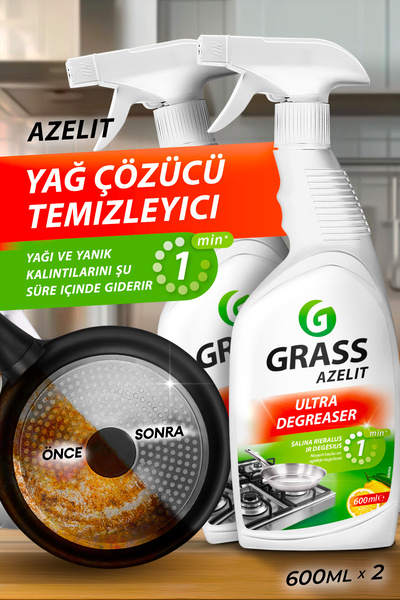 GRASS Yağ Çözücü Azelit 2'li Set (1200 ML) - Kireç Sökücü, Ekonomik Paket