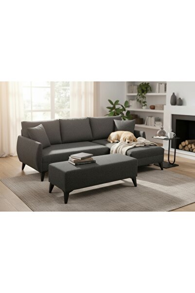 Vivense MELVA PUFLU KÖŞE, GRİ