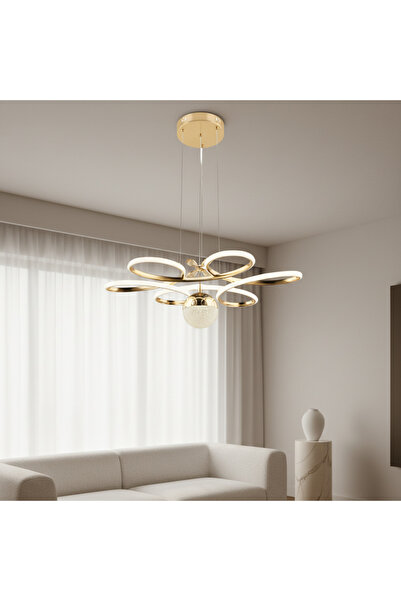 lüx aydınlatma Yonca Modern Gold Avize Yatak Odası - Hol - Salon