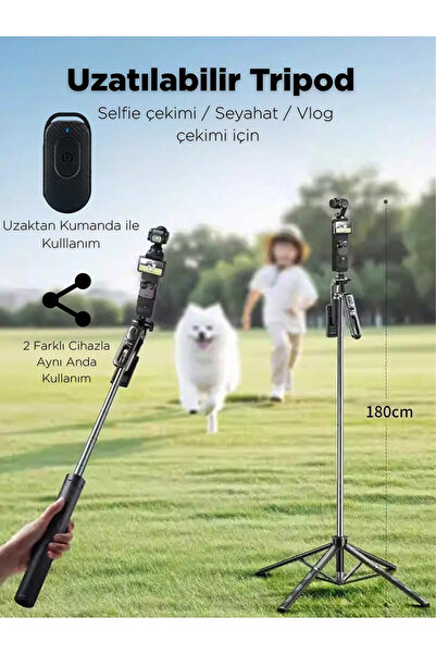 Jopree Y26 Uzatılabilir Tripod-Monopod-180 Cm Uzunluk-Kumanda-2 Farklı Cihazl...