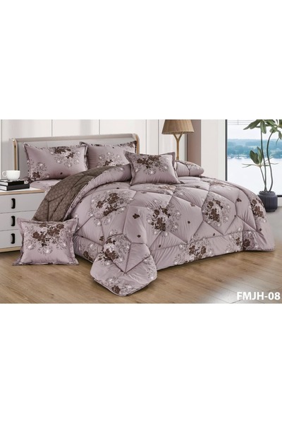 Ropi طقم لحاف صيفي نفرين "مودرن إليجانس" - ملمس حريري وتصميم عصري - 8 قطع مزدوج