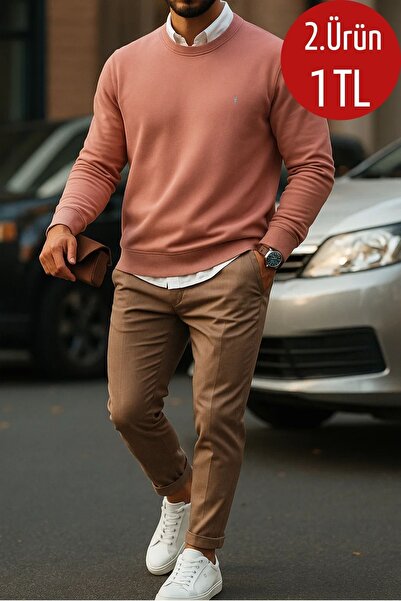 COMBİNE MİCHAİL Ανδρικό φούτερ με λαιμόκοψη με βασικό σχέδιο