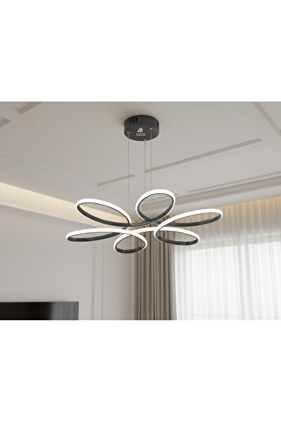 lüx aydınlatma PAPATYA SİYAH LEDLİ AVİZE