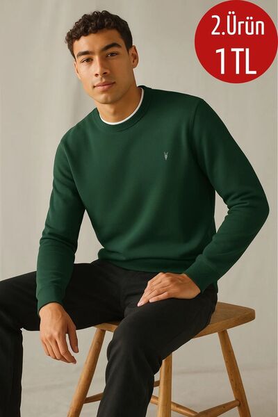 COMBİNE MİCHAİL Pánský zimní silný základní volný svetr v tmavě zelené barvě