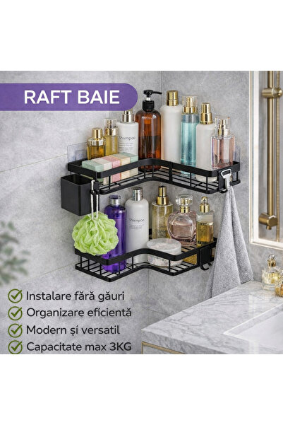 SMARTECH Set de 2 rafturi de duș de colț pentru baie