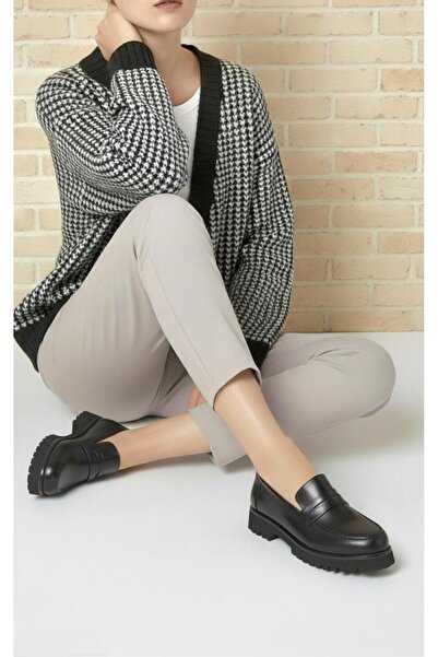 37Numara Loafer negru din piele naturală - femei, mărime mare 41-44