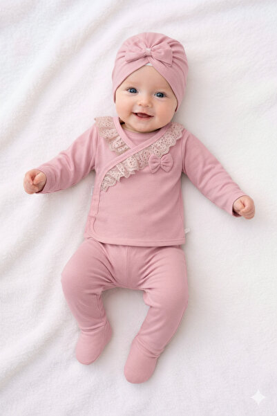 Gökçe Bebe Kız Bebek %100 Pamuk Fistolu Dantelli 10'lu Set Yenidoğan Hastane ...