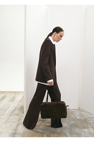 MANGO Woman İnce çizgili kumaş pantolon