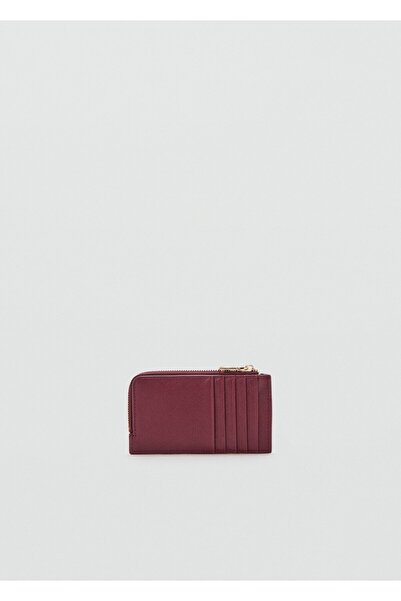 MANGO Woman Saffiano görünümlü fermuarlı kartlık