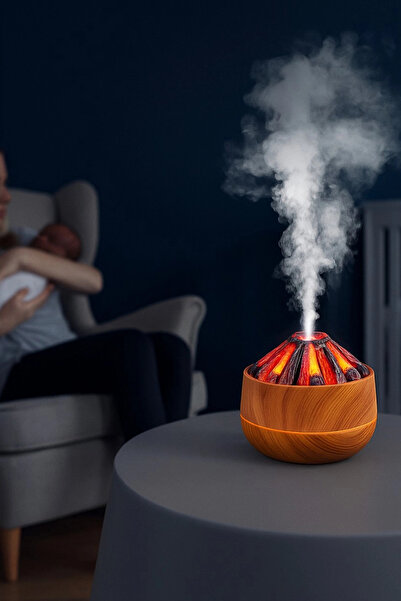 EXENAR Ahşap Odun Ateşi Tasarımlı Hava Nemlendirici-Buhar Makinası-Aroma Difü...