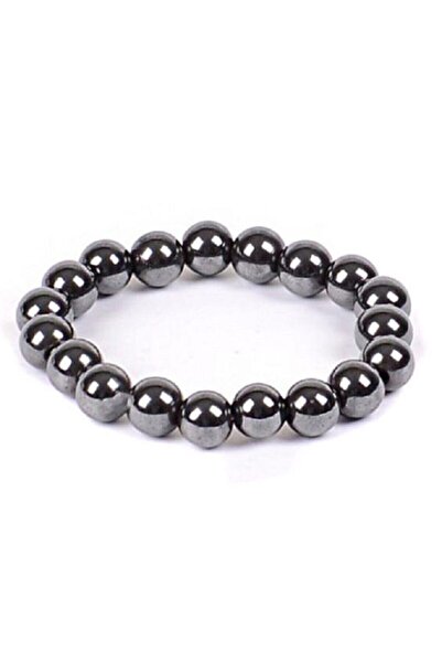 Market66 Parlak Koyu Füme Siyah Taşlı Bileklik Şifalı Hematit Kadın Erkek Bil...