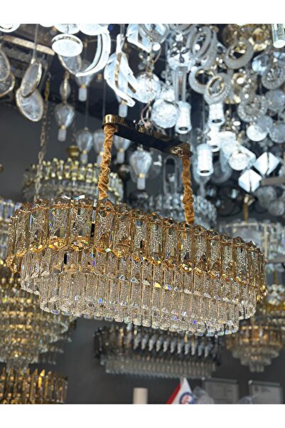 Led 2026 MODEL OVAL KRİSTAL LÜX SALON AVİZE GOLD