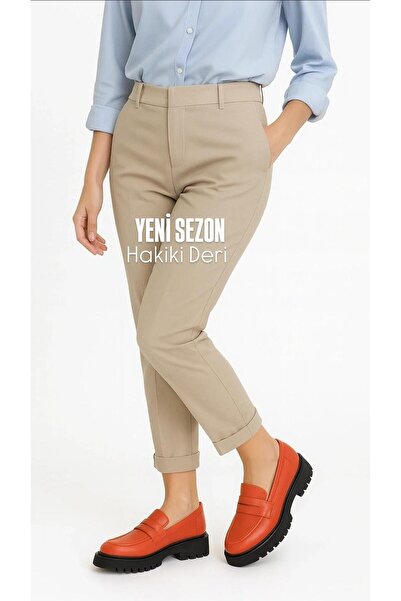 37Numara Mocasini din piele naturala pentru femei marime mare, floare de rodi...