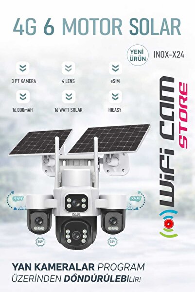 WİFİCAM İnox X24 6 motorlu 4 Kameralı 4G solar Kamera AOV 7/24 Kayıt