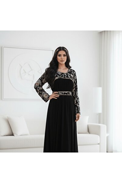 alqarat "Sultana" Embroidered Velvet Jalabiya kaftan