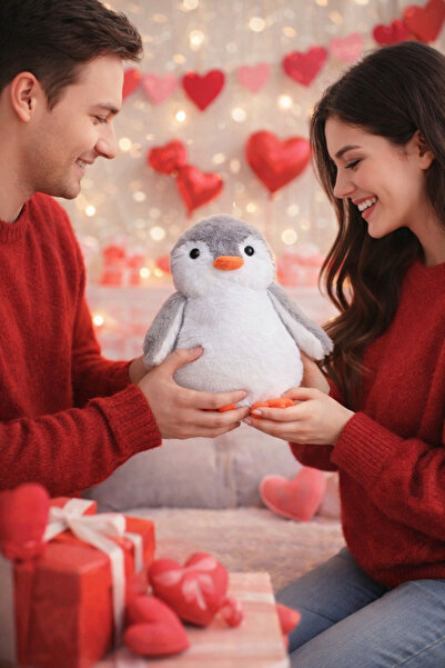 ŞAŞKIN HOUSE SEVİMLİ PENGUEN PELUŞ OYUNCAK SEVGİLİLER GÜNÜ HEDİYESİ & OYUN BE...