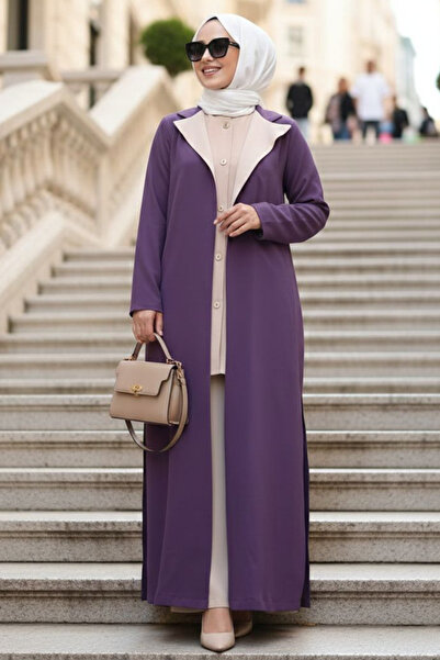 N.S NEVA STYLE طقم ثلاثي من الملابس الإسلامية بلون أرجواني مع أزرار 76221LILA