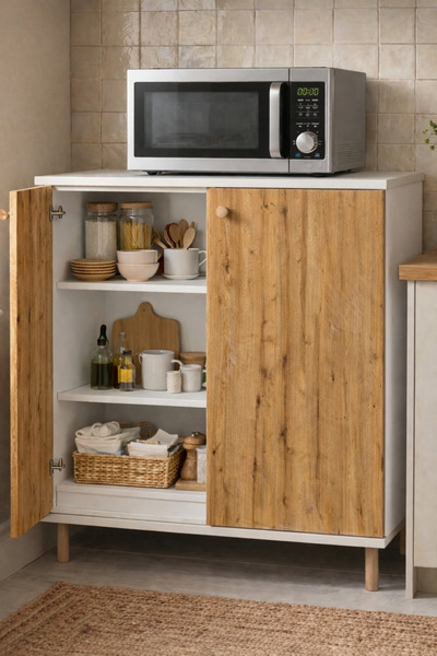 PEKA 2 Kapaklı 3 Raflı Çok Amaçlı Dolap – Mutfak & Banyo Düzenleyici