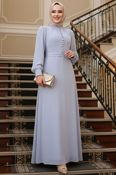 N.S NEVA STYLE Φόρεμα με λεπτομέρεια λεβάντας με κουμπί 2703LV