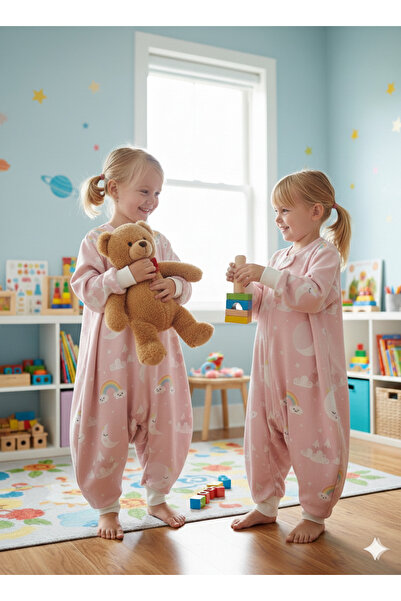 Wenaris KOLLU Uyku Tulumu %100 Doğal Pamuk Çift Kat PAZEN Özel Kumaş Unisex 1...