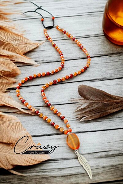 CRAZY TAKI TASARIM 70-80 Cm Long Genuine Agate and Hematite Men's Necklace