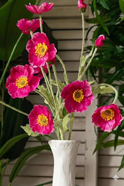 Lilac Home Yapay Çiçek 4’lü Gelincik Dalı 60 Cm Pembe