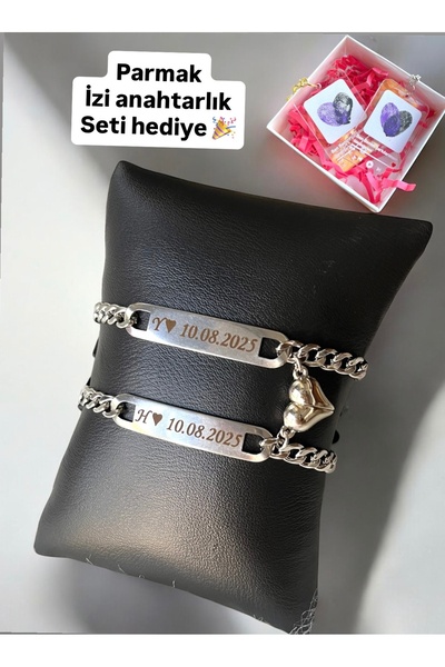 HayDün Çift mıknatıs kalpli 2 li Çelik tarih isim Hot Flowers yazılı sevgili ...
