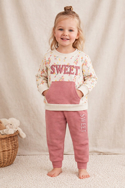 minella kids Girls' Suit with Floral Pockets