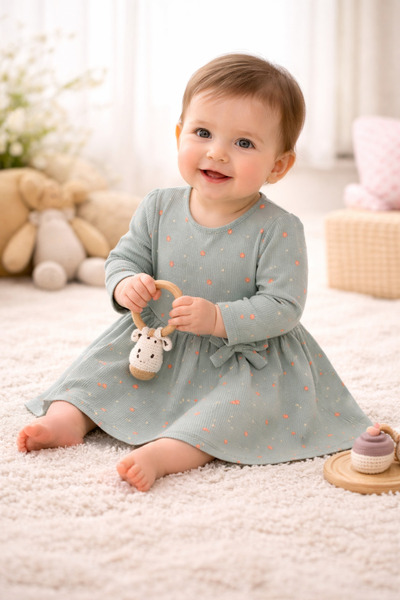 minella kids Girl Child 2/5 Years Old Floral Pattern Interlock Dress