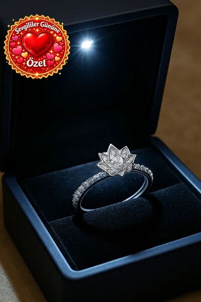 Siset Gümüş 925 Ayar GERÇEK GÜMÜŞ SERTİFİKALI Rodyum Kaplama Lotus Çiçeği Güm...