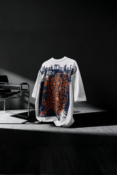 A&O Style Tricou pentru bărbați Break The Rules Embossed guler rotund cu impr...