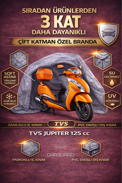 CarGuard TVS Jupiter 125 cc Fitilli Motosiklet Brandası Motor Örtüsü - Miflonlu