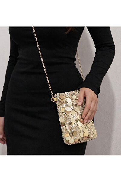 ELOSHE HOLA PULLU GOLD PARLAK ÇANTA/ MİNİ PULLU ÇANTA /GÜNLÜK ÇANTA / ABİYE Ç...