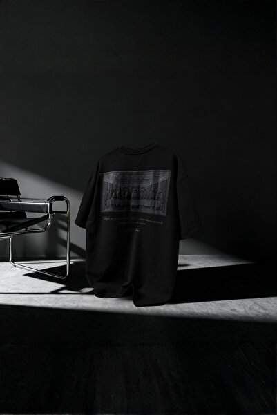 Wonraces Men's Black Premium Da Vinci Embossed Printed Crew Neck Oversize T-S...