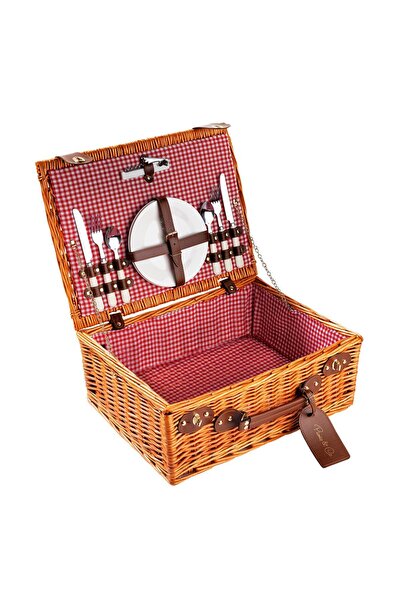 Picnic&co 2 Kişilik Kırmızı Pötikare Desenli Piknik Sepeti (nz-21)