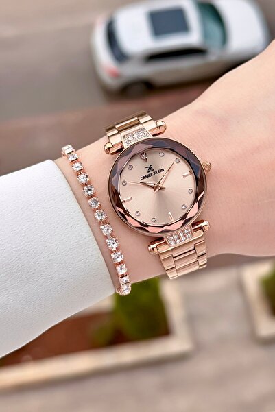 Daniel Klein Rose Renk Ayarlanabilir Kordonlu 32 Mm Kadın Kol Saati ve Bileklik