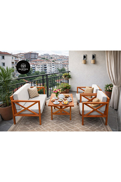 RAWZEN HOME Bahçe Takımı l Ahşap Dış Mekana Dayanıklı l 2 Tekli l 1 Çiftli l ...