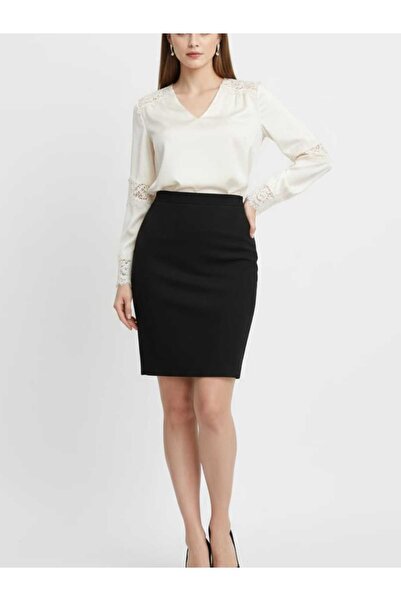 Butik Kısa Arkadan Yırtmaçlı Astarlı Fermuarlı Düğmeli Portoriko Kumaş Kalem ...