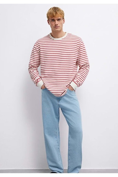 Mavi M0613157 Striped Long Sleeve T-Shirt Men's T-Shirt Red