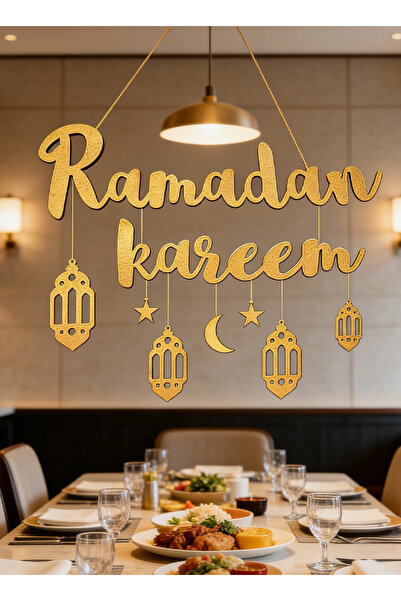 Pomefar زينة رمضان، زينة معلقة للباب، فانوس على شكل هلال ونجمة لتزيين جدران ا...