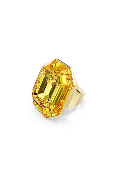 Swarovski Lucent Kokteyl Yüzüğü, Sekizgen şekil, Sarı, Altın rengi kaplama