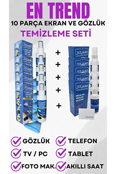 JULIANO 5 Adet 150 ML + 5 Adet 50 ML Tv Ekran Ve Gözlük Temizleme Seti