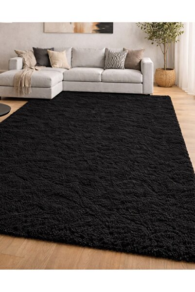 Frt Export Siyah Peluş Kaymaz Taban Halı