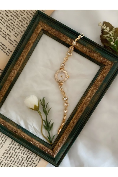 Choppers Vintage Beyaz Taş Çiçek Ayarlanabilir Kordon Kadın Saat