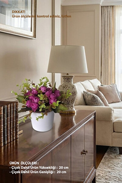 adresiburasi Adresiburası-Beton Saksıda Banko Çiçeği Demeti Koyu Pembe