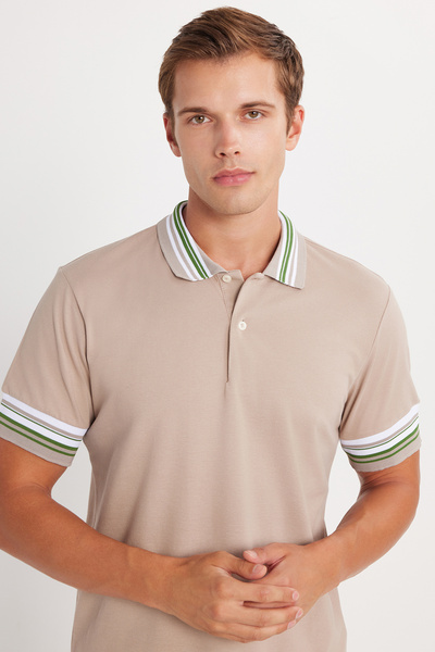 Tudors Ανδρικό μπλουζάκι με λεπτή εφαρμογή, 100% βαμβακερό μπλουζάκι με γιακά...